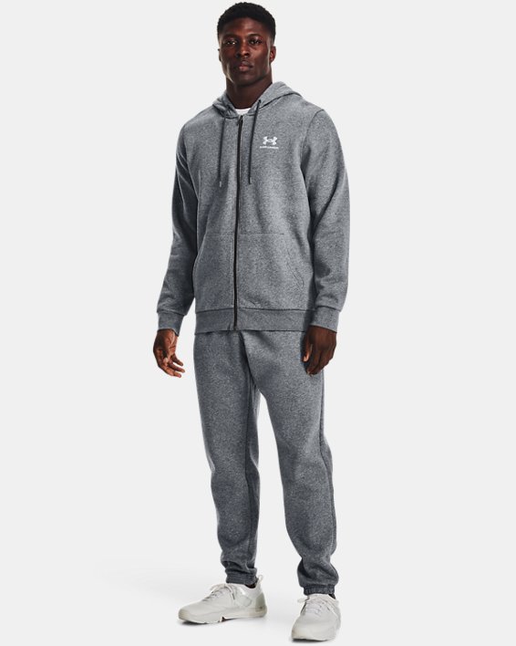 Men's UA Essential Fleece Full-Zip Hoodie, Gray, pdpMainDesktop image number 1